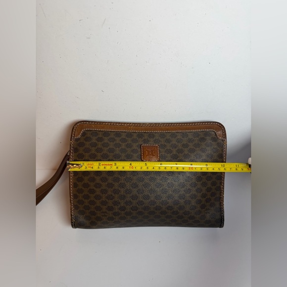 Vintage Celine Brown Macadam Coated Canvas Clutch